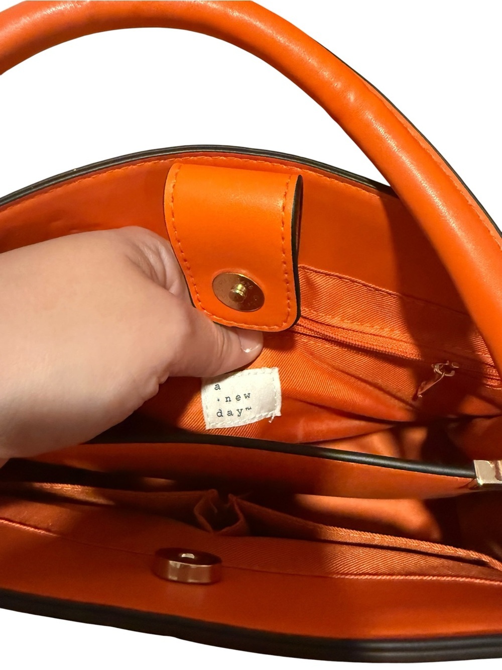 A new day Sleek Orange Top-Handle Satchel - Picture 7 of 7